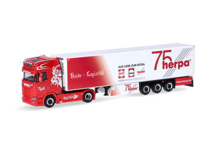 Heide Logistik / 75 Jahre Herpa Scania CS20 HD refrigerated box semitrailer (Herpa 1:87)